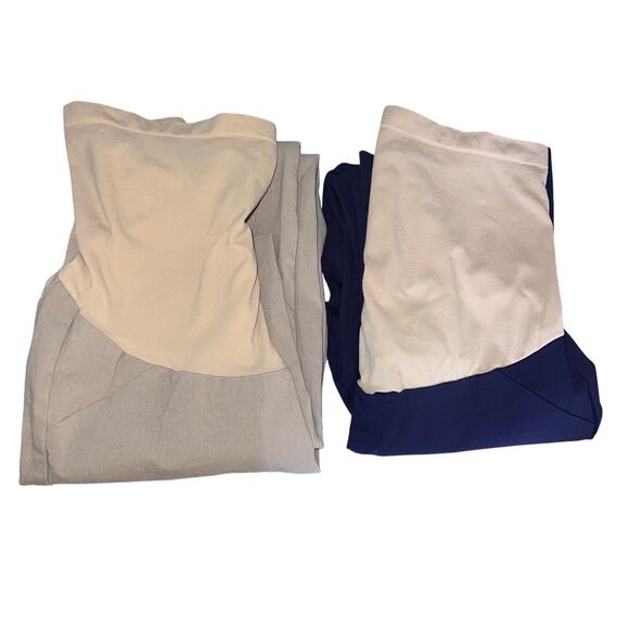 Motherhood Womens size small denim legging stretch 2 pair pant tan and navy blue - Picture 1 of 9